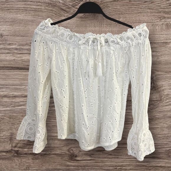 SURF G*PSY White Lace Off-Shoulder Top size small beach wear vacation cruise - Picture 1 of 5